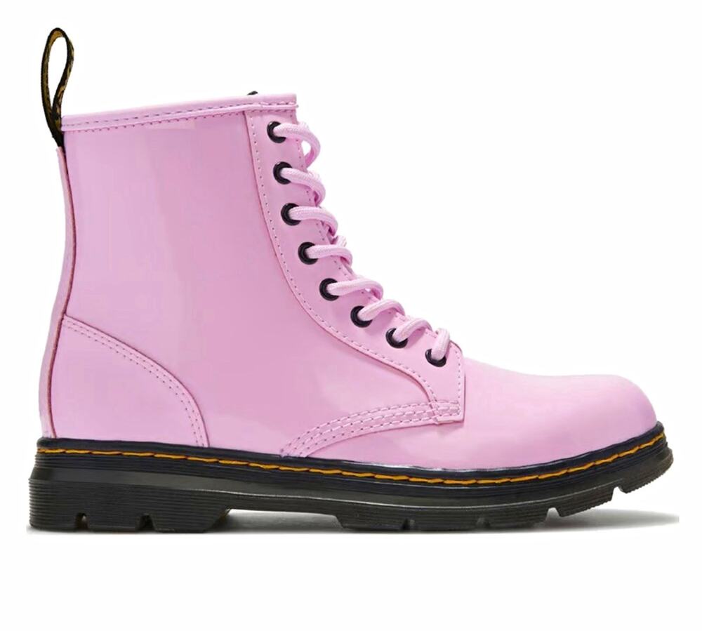 Dr. Martens 1460 J Pale Pink Patent Leather Kids Boots Side Zipper US 13